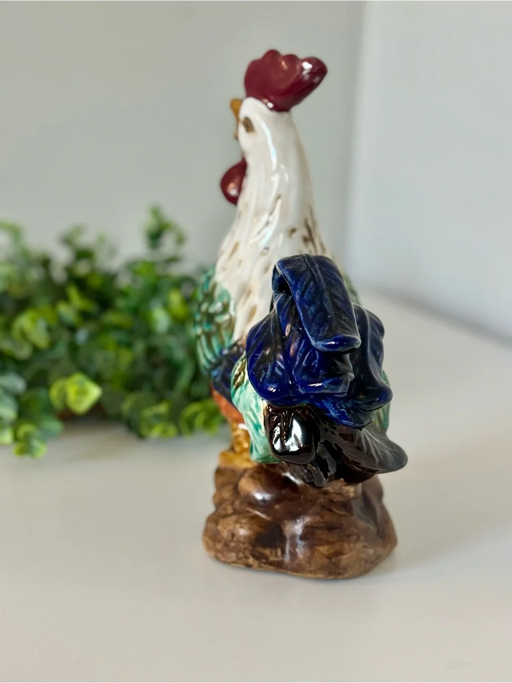 Large Vintage Artisan French Farmhouse Pottery Rooster Decor